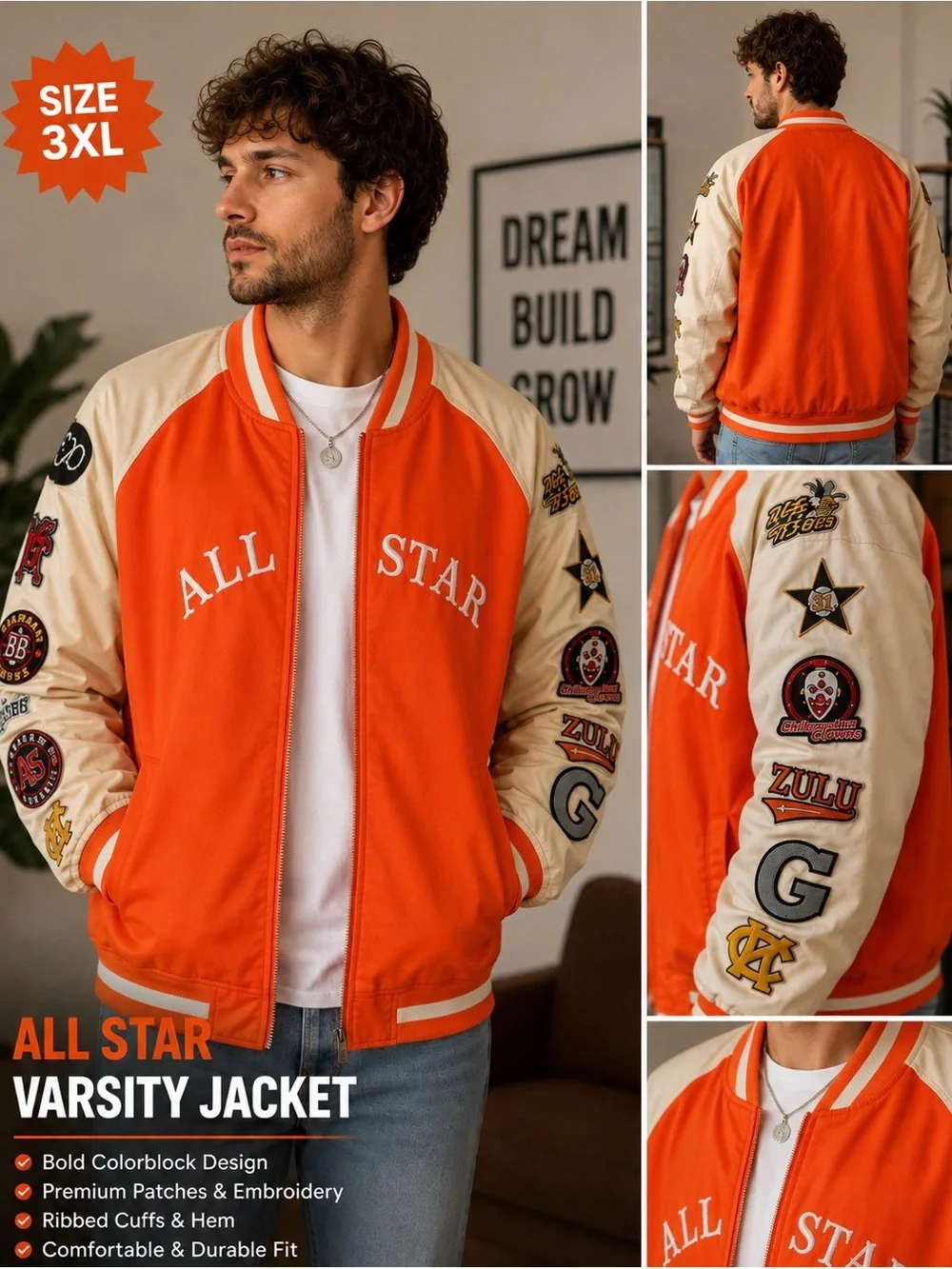 Men’s Navy & Cream Varsity Jacket -